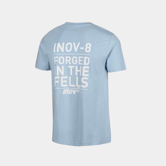Inov-8 Hellblaues Bio-Baumwoll-T-Shirt \'\'forged\'\' Herren